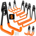 QcoQce 9 Pack Heavy Duty Hooks, Garage Wall Storage for Hanging and Organizing Tools, Bikes, Ladders, Ropes, Garden Tools and Bulky Items (Orange)