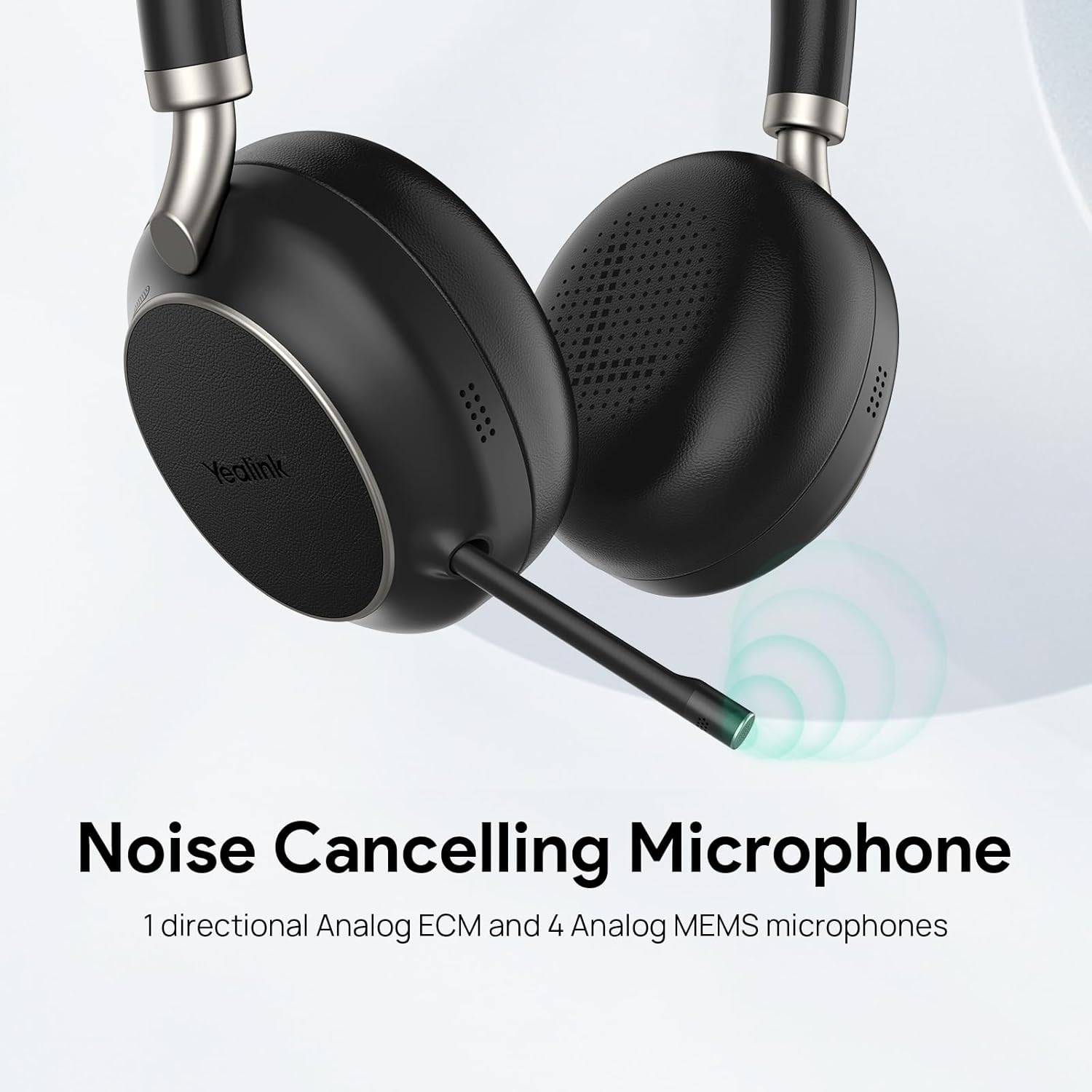 Yealink BH76 (2022 Old Edition) Wireless Headset Active Noise Cancelling (ANC) Bluetooth Headphone with Retractable Mic-Boom, Teams Certified On-Ear Headphone, up to 35h Talking Time, USB-A Dongle