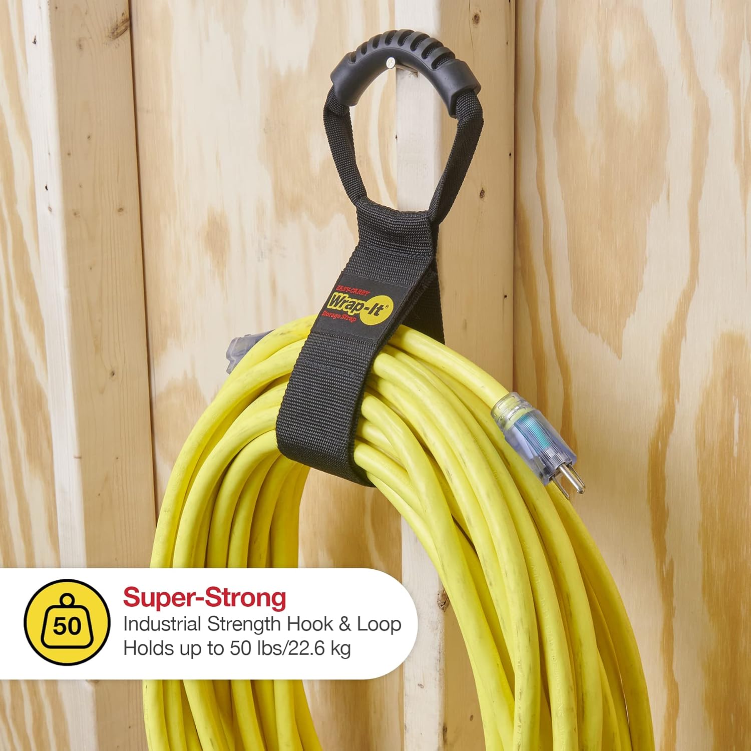Easy-Carry Wrap-It Storage Straps - 22” (2-Pack) – Heavy-Duty Hook and Loop Cord Carrying Strap, Hanger, and Organizer with Handle for Pool Hoses, Garden Hoses, Cords, Cables and More