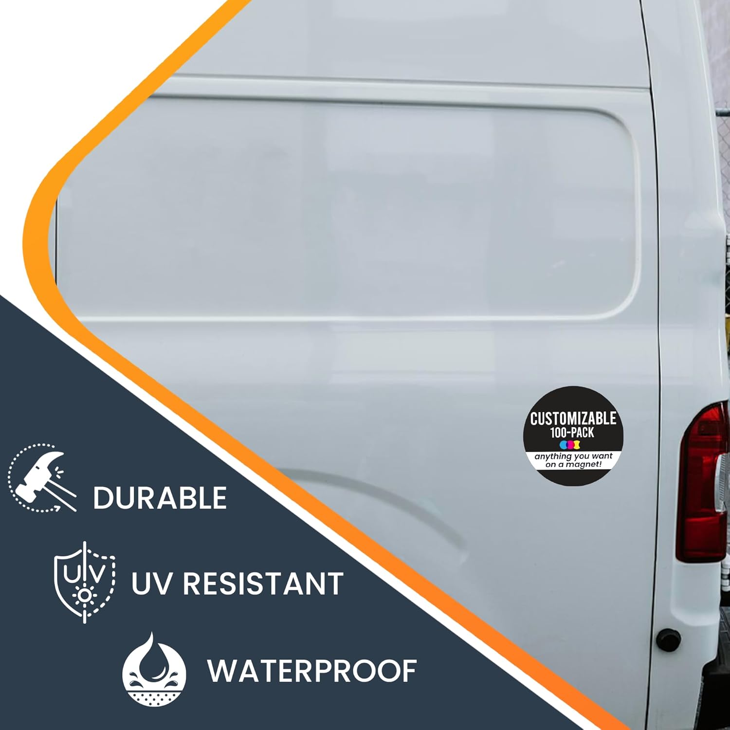 Magnet Me Up Customizable 30 Mil Round Magnet- 5”, 100 PK Weatherproof Car Magnet for Businesses, Sports Teams, Fundraiser, Personal Expression- Custom Text & Logo- Strong Magnetic Vinyl for Vehicles