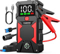 Car Jump Starter, 5000A Peak 24800mAh 12V Car Battery Starter(Up to All Gas, 8.0L Diesel Engine), with with USB Charge Output Port,LED Light,HD Large Screen,12V EC-5 Output.