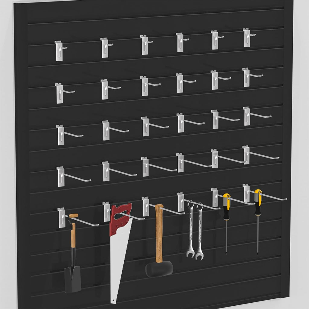 25 PK Silver 6 inch Wall Mounted Slatwall Hooks – Heavy-Duty Storage & Organization Solution