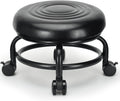 Low Height Rolling Stool Low Roller Stool PU Leather Comfortable Chair, Modern Low Rolling Stool for Home Office Garage Shop