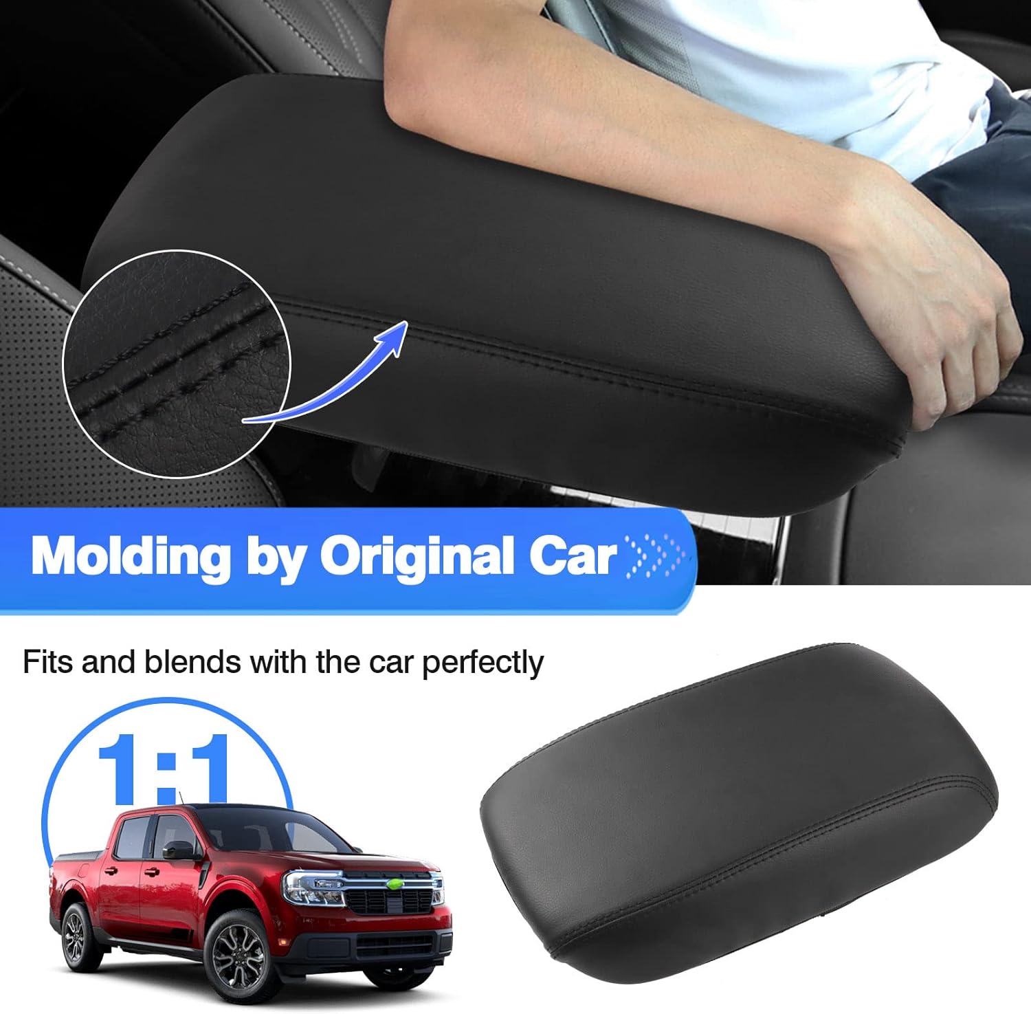 Autorder Center Console Cover for 2022-2025 2026 Ford Maverick Accessories Armrest Cover Anti-Scratch Middle Console Pad Leather Armrest Protector