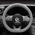 Soft Car Steering Wheel Cover for Sedan, SUV, Warm Luxury Velvet, Odorless, Universal, Anti Slip, Summer Winter, Gray, D Shape(Flat Bottom)