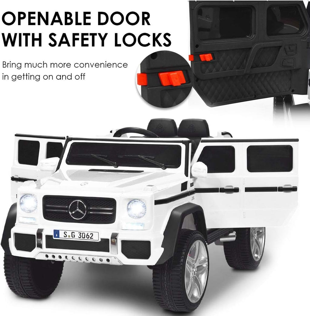 HONEY JOY Ride On Truck, Licensed Mercedes-Benz Maybach G650 Battery Powered Ride On Toys Car w/Remote Control, LED Lights, Music, Slow Start, 12V Electric Cars for Kids, Gift for Boys Girls (White)