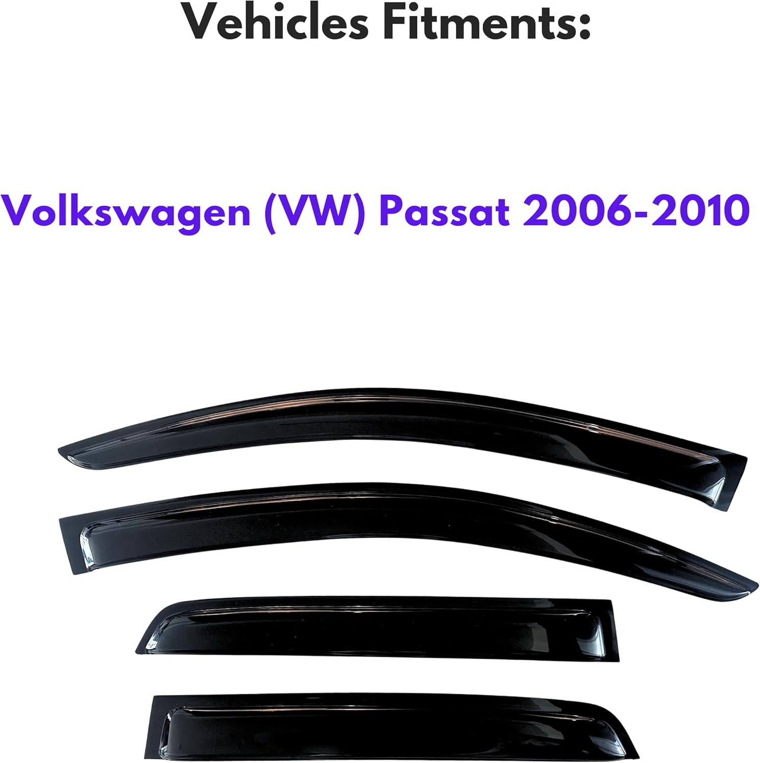 KPY Window Visor Compatible with Volkswagen (VW) Passat 2006-2010, Rain Guard Window Vent Deflectors Tape-On Style, 2006 2007 2008 2009 2010