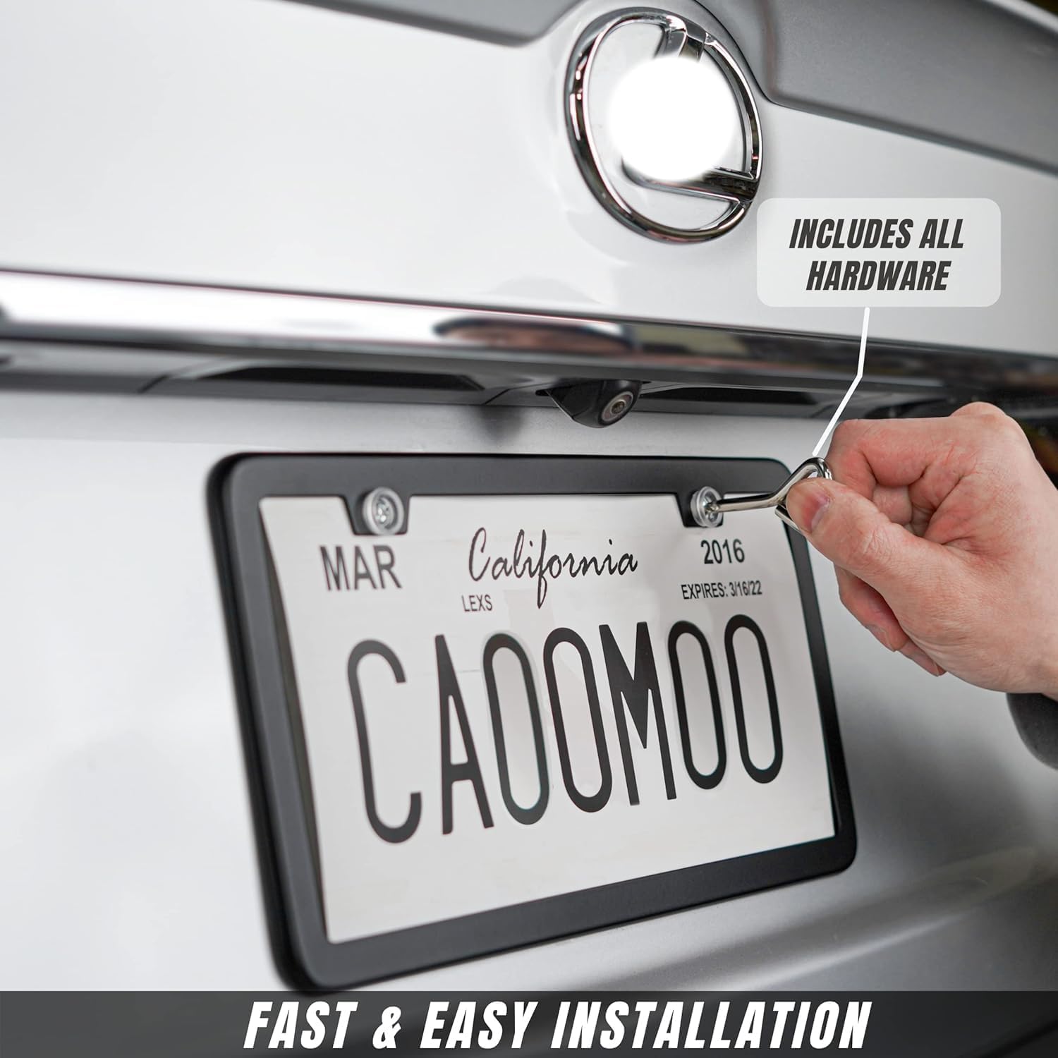 License Plate Frames,2 Packs Front Rear Car Tags,Aluminum Alloy License Plate Cover,No Rust,Water Proof,Wear Resistant,Car Accessories (Two Holes Frame)