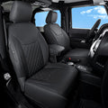 GIANT PANDA Customized Full Set Car Seat Covers for Jeep Wrangler 2 Door JK Sport Sahara Rubicon Freedom Willys Wheeler 2013 2014 2015 2016 2017, Faux Leather - (Black)