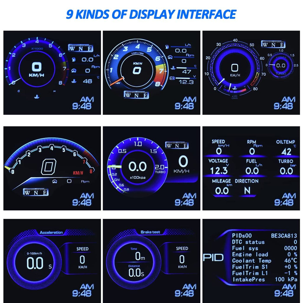 KAOLALI Car HUD Head Up Display, Car HUD Display for Digital OBD+GPS Dual System Smart Gauge Display MPH RPM Over Speeding Alarm for Most Cars After 2012
