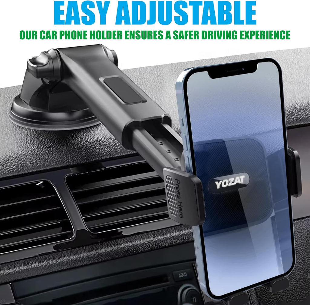 Car Phone Holder for Dashboard, Windshield, Air Vent - Universal Mount, Heavy Duty, Compatible with All Smartphones