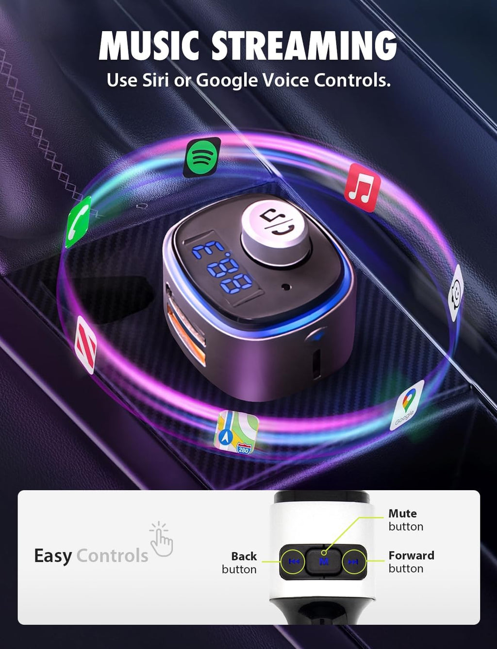 Bracketron Roadtripper Voice Car Audio Bluetooth FM Transmitter - BT5-767-2