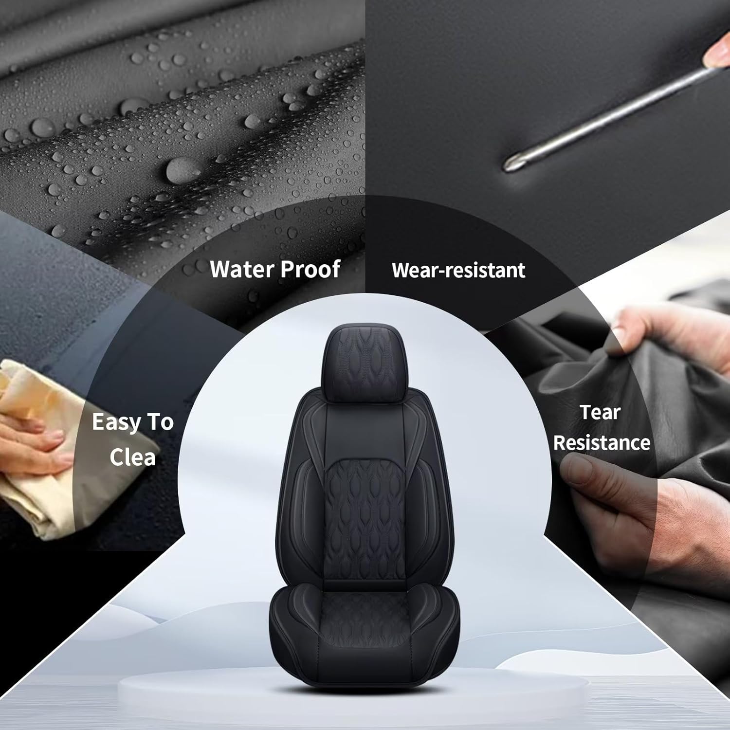 2 Front Car Seat Cover Fit for Toyota Camry 2012-2025 Faux Leather for Camry Seat Covers Waterproof Auto Seat Cushion Protector Compatible Airbag (2 Seats,Black)
