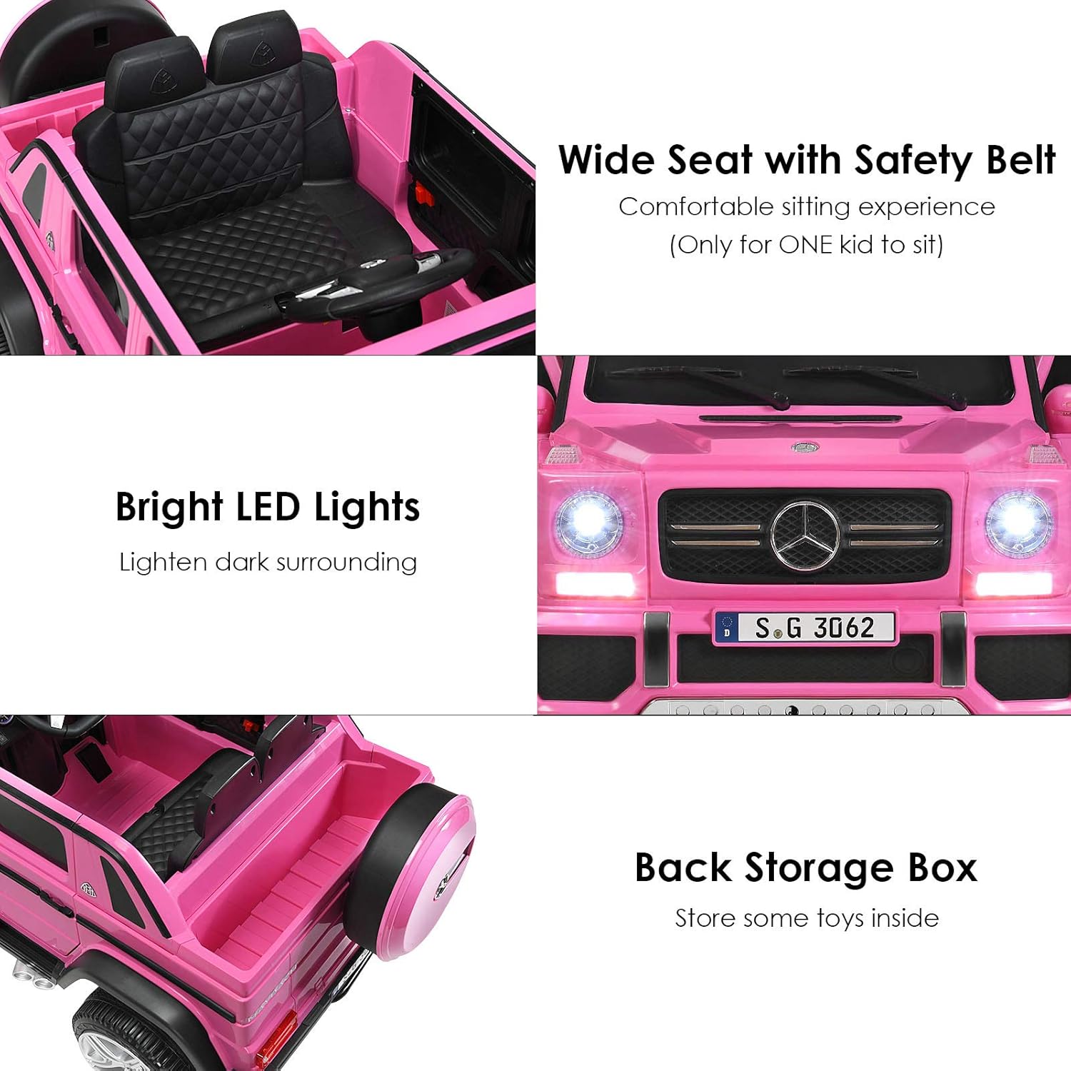 HONEY JOY Ride On Truck, Licensed Mercedes-Benz Maybach G650 Battery Powered Ride On Toys Car, LED Lights, Music, Slow Start, 12V Electric Cars for Kids, Gift for Boys Girls (Blue)