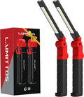 Rechargeable Work Light 2200mAh Magnetic LED Work Light Flashlight Mechanic Light Tool Gifts for Men Him, Foldable Lamp with Hook for Car Repair Emergency BBQ Grill (2 Pack)