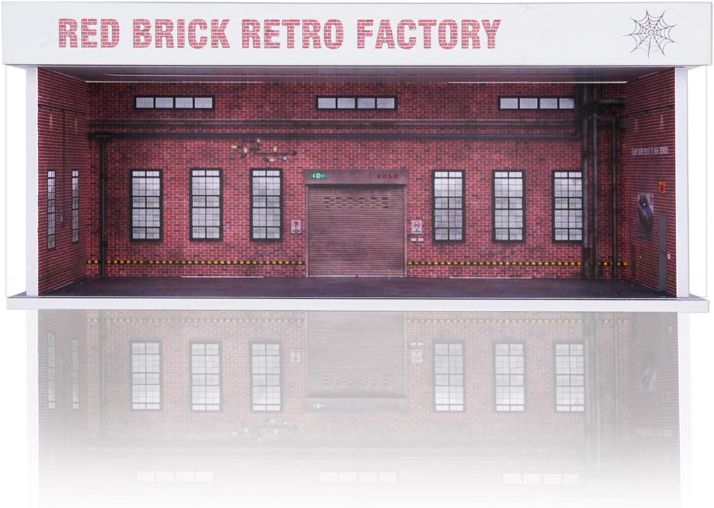 Display Case for Hot Wheels: Stackable Parking Garage for 1/64 Scale Matchbox Toy Car, FoamBoard Storage for Monster Trucks with LED Light and Acrylic Cover, 2025 Upgraded Red Bricks