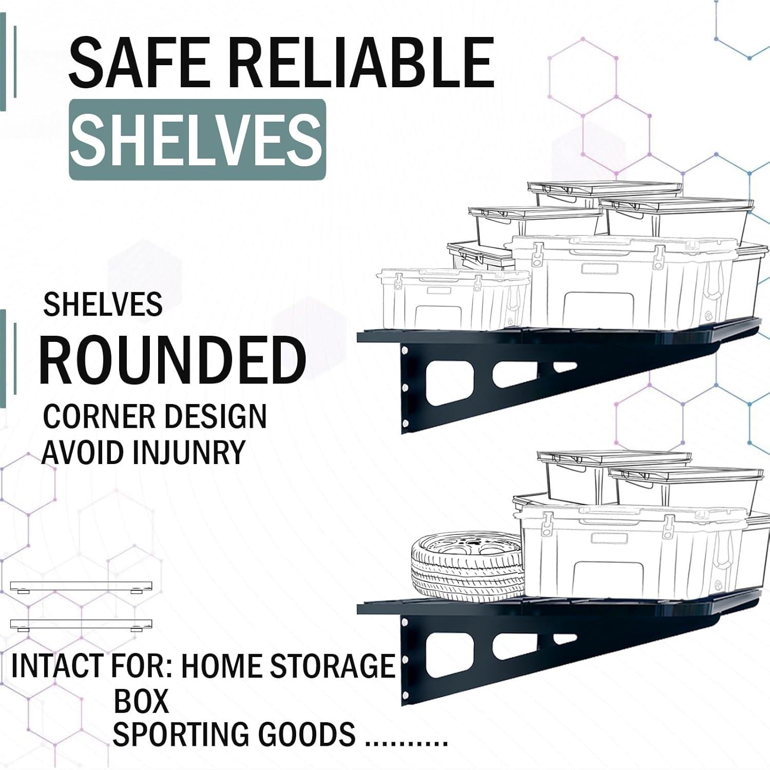 2-Pack 2x4ft Garage Wall Shelves, 2 Shelf Total 8 ft(L) Garage Shelving Wall Mounted – Heavy-Duty Storage Shelves, Perfect for Holding Storage Bins, Boxes, Sporting Goods, Tools, and More Space-Saving