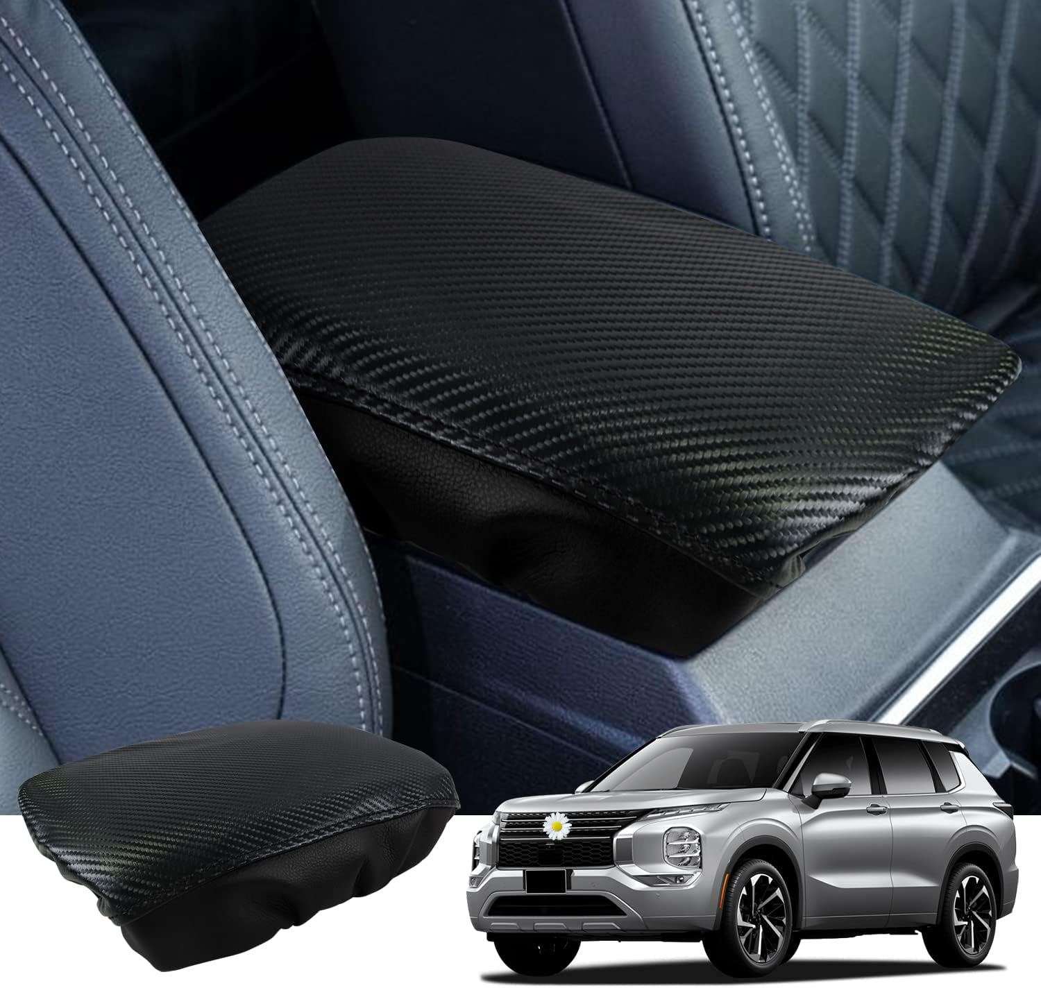 Ruiya Armrest Cover for Mitsubishi Outlander 2022+ Armrest Cushion Mitsubishi Outlander 2022-2024 Accessories Center Console Cover Compatible with 2022 2023 2024 Mitsubishi Outlander