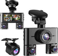 360° Dash Cam Front and Rear Inside, 4 Channel Dash Camera for Cars FHD 1080Px4, Built-in Wi-Fi, 3.16” IPS Screen, WDR Night Vision, Voice Control, Included 64GB Card, 24H Parking Mode