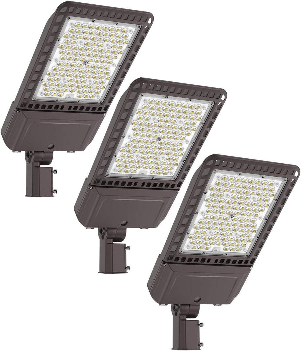 Led Parking Lot Light 300W 45,000LM Slip Fitter Led Street Pole Light with Dusk-to-Dawn Photocell 5000K 100-277V IP65 Waterproof 3Pack Commercial Area Lighting for Parking Lot, Roadways