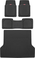 Motor Trend FlexTough™ Deep Dish Plus Rubber Car Floor Mats with Trunk Mat Cargo Liner, Front & Rear Combo Set fits Most Car SUV Van Coupe Sedan, Heavy Duty All Weather Trim to Fit