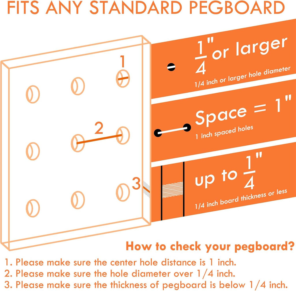 G.CORE 8-Pack Pegboard Hooks, Peg Board Tool Utility Hooks & Hangers Fit 1/4" Pegboards, Heavy Duty Metal Peg Board Shelving Hooks, Wall Organizers and Storage for Craft Room Garage Workbench Office