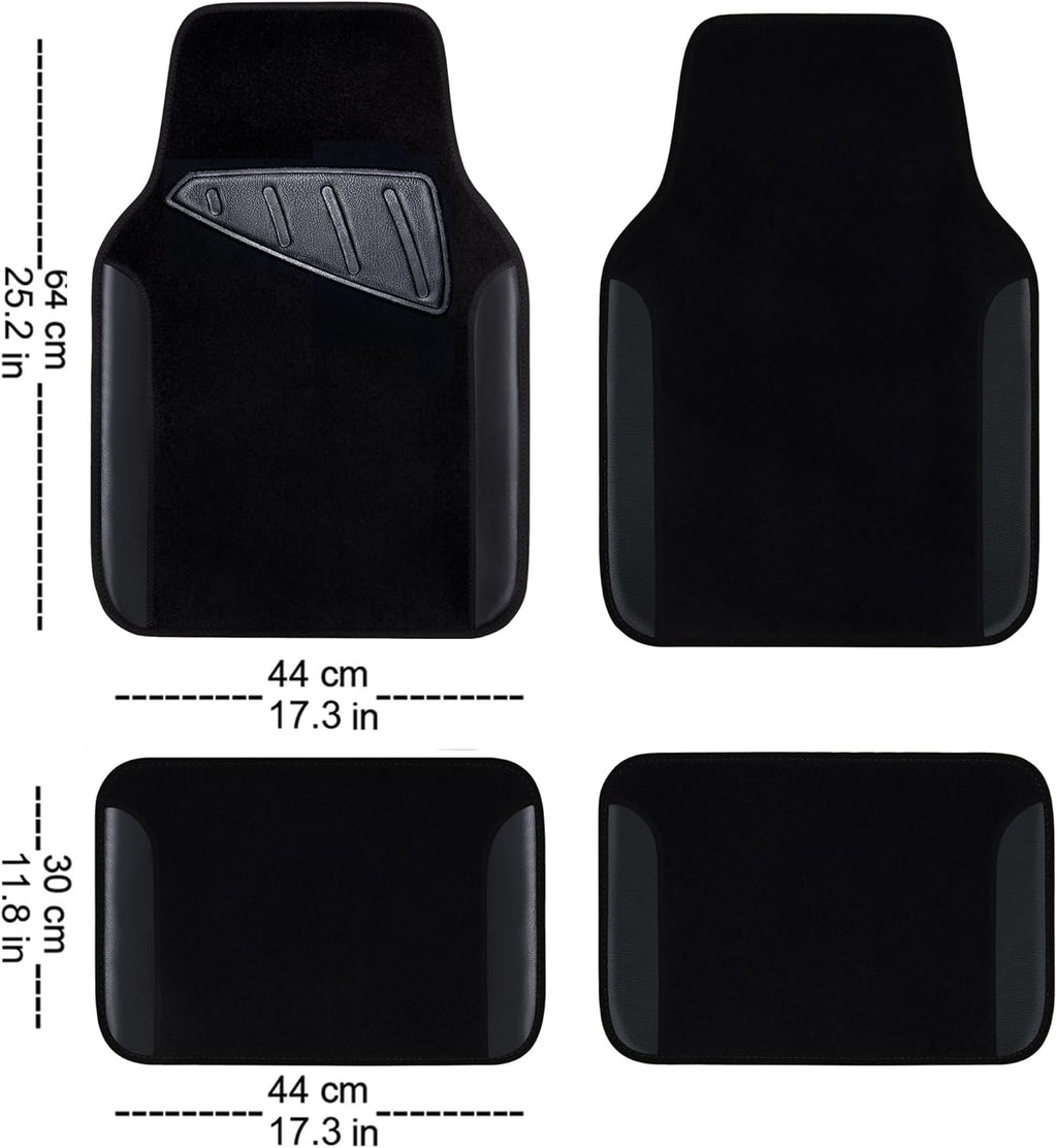 CAR PASS 3D Air Mesh Car Seat Covers Full Sets w/5mm Sponge, 4Pcs Waterproof Car Floor Mats, Steering Wheel Cover Universal Fit for SUV Sedan Truck, Airbag Compatible Automotive Interior(Black)