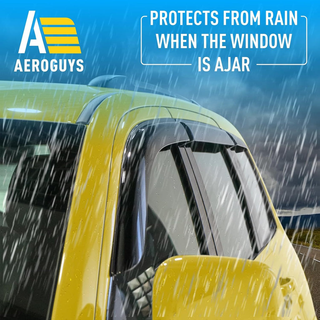Extra Durable Window Deflectors Tape-On Window Visors Rain Guards Fit for Jeep Grand Cherokee 2011-2021, Sun Visors, Wind Vent for Shades, Exterior Car Accessories - 6pcs. AG0531