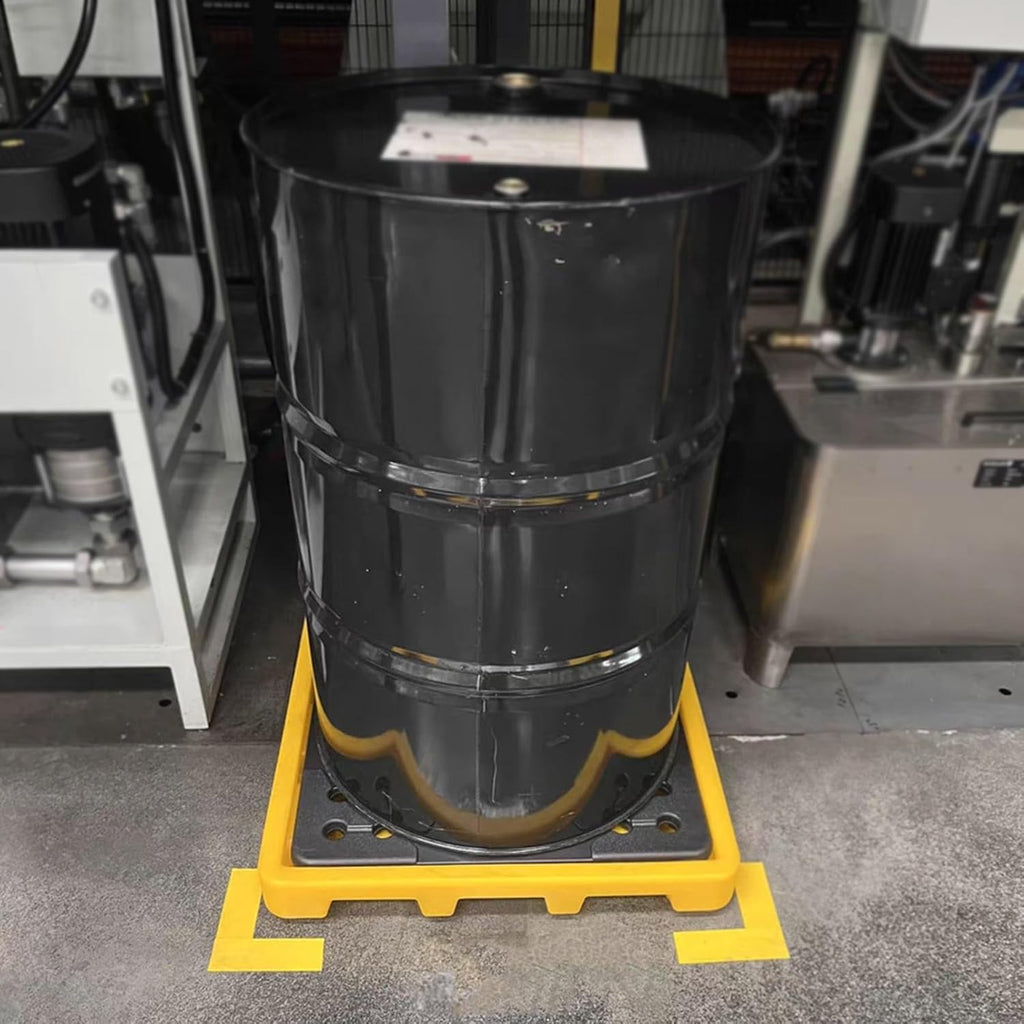 2 Drum Containment Spill Pallet, Polyethylene Low Profile Paint Bucket Tray, Industrial Garage Storage Detachable Shipping Leakproof Platform (Color : Yellow-5 Pack, Size : 26.6"x26.6"x5.9"