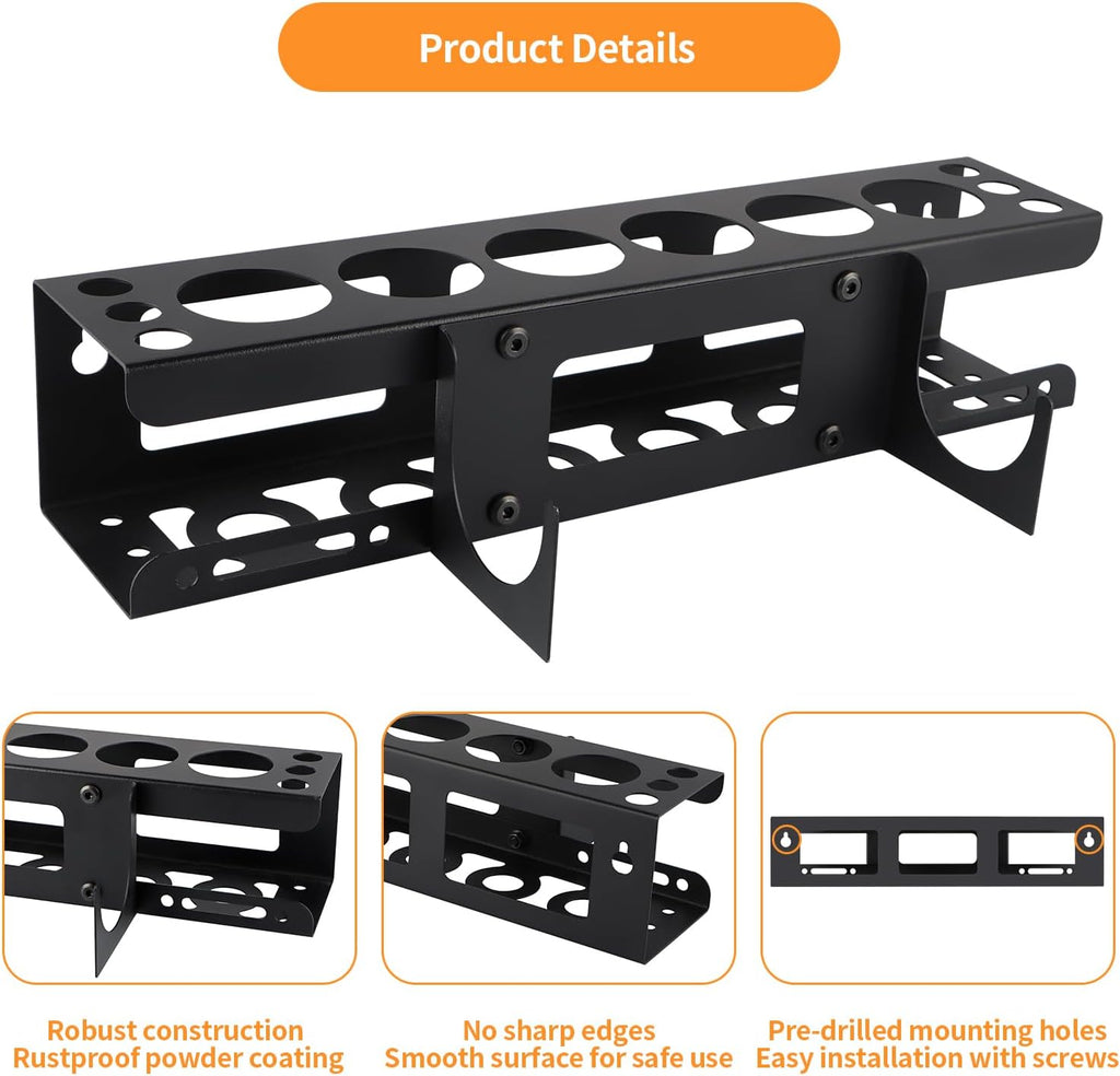 Caulking Gun Holder, Metal Caulk Tube Storage Rack, Wall Mount Caulking Tools Organizer for Garage, Workshop and Work Van