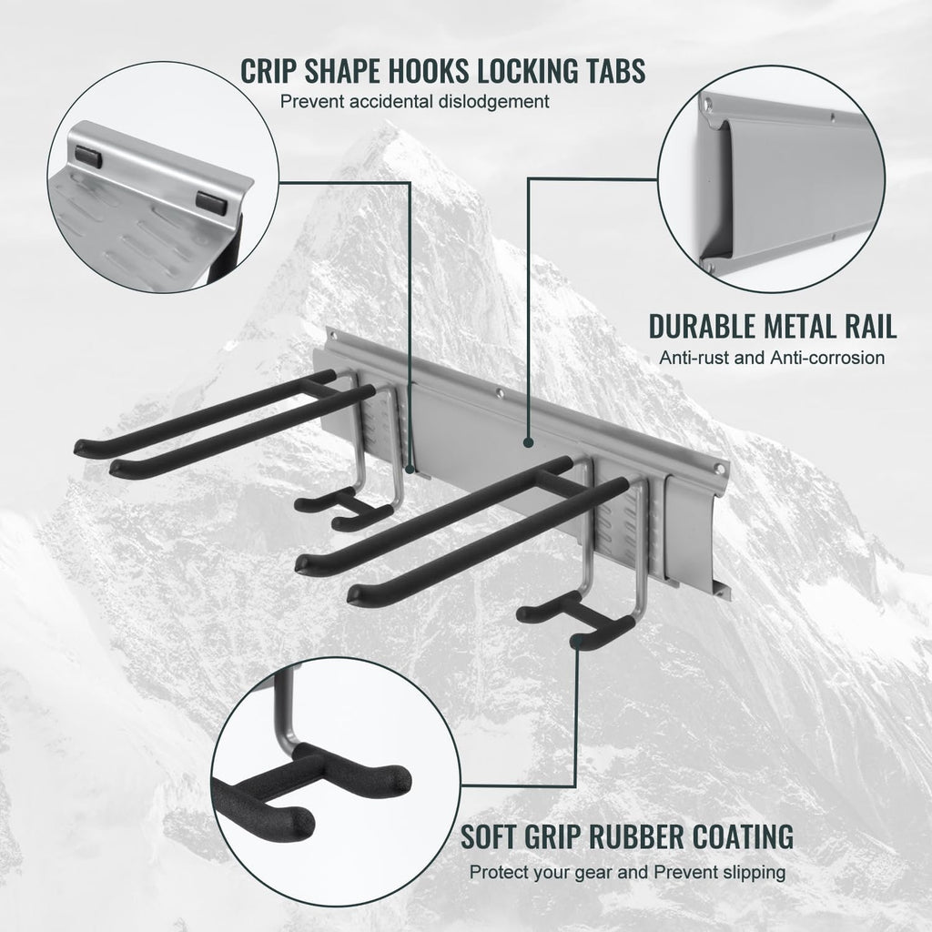 Wall Mount Tool Storage Rack, Heavy Duty Garage Organizer, Garden Hooks and Hangers, Hold Up to 350lbs Grey AK806