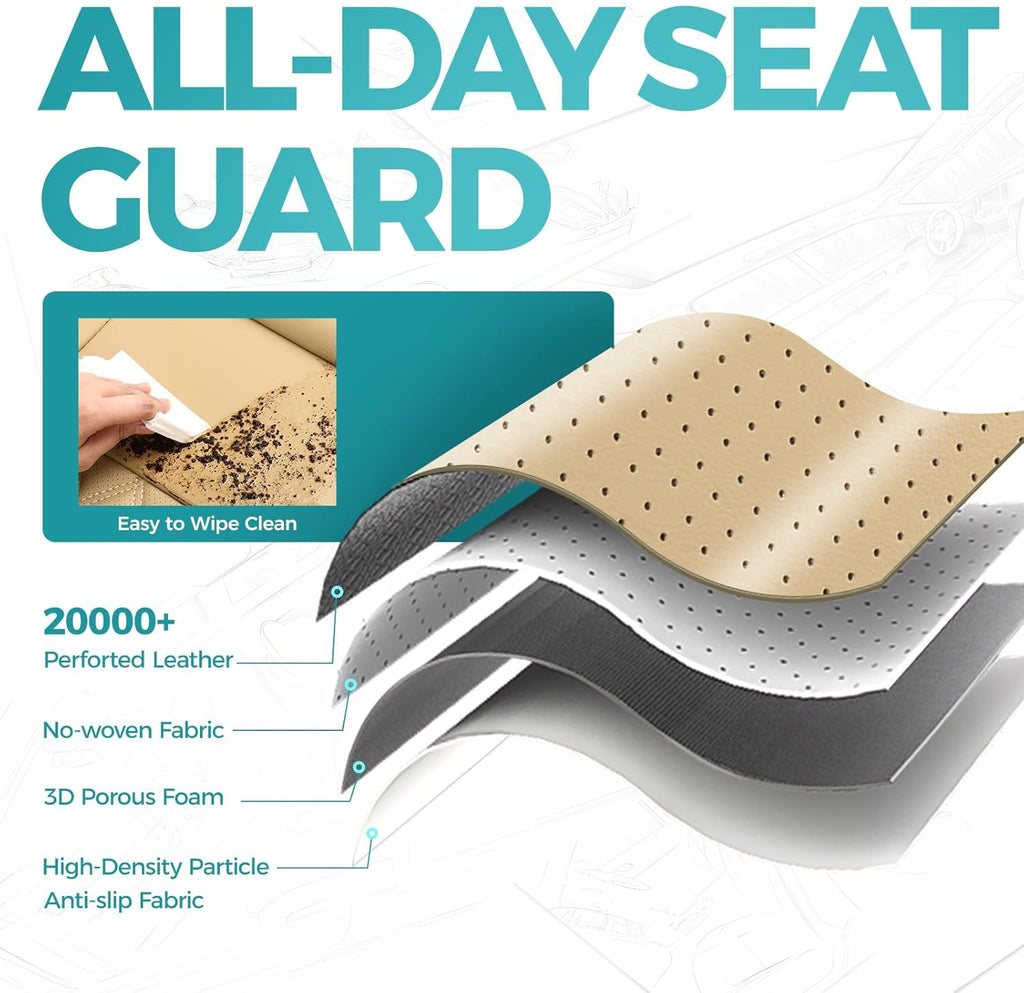 for Toyota Camry Seat Covers XLE XSE V6 2018 2019 2020 2021 2022 2023 2024 - Waterproof Breathable Leather Seat Covers for Cars, Custom Fit Car Seat Covers Full Set, Beige Not for Hybrid
