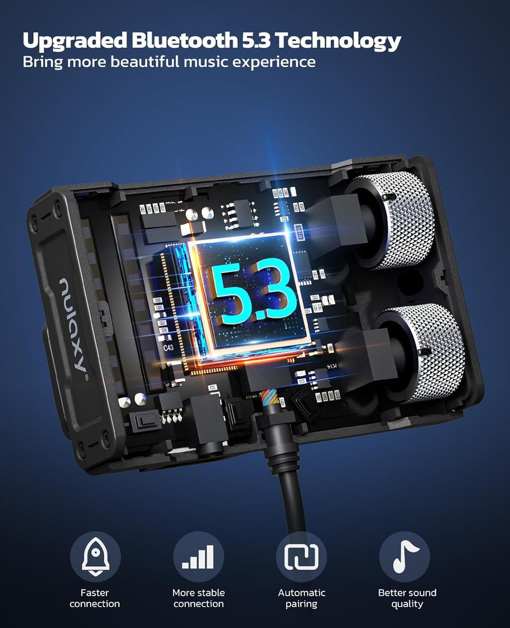 Nulaxy Bluetooth 5.3 Car Adapter with Air Vent Installation & DSP Noise Cancellation, QC3.0 & Type-C PD Car Charger Wireless FM Radio Transmitter Supports Bass & Treble Boost