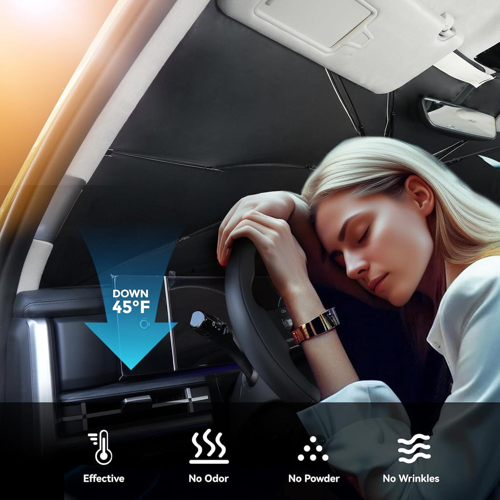 2024-2025 Upgraded for Hyundai Santa Fe Sunshade, Portable Foldable Sunshade Accessories, [Nano Ice Crystals Coating] UV Protection, Keeps Interior Cool (for Hyundai Santa Fe 2024-2025)