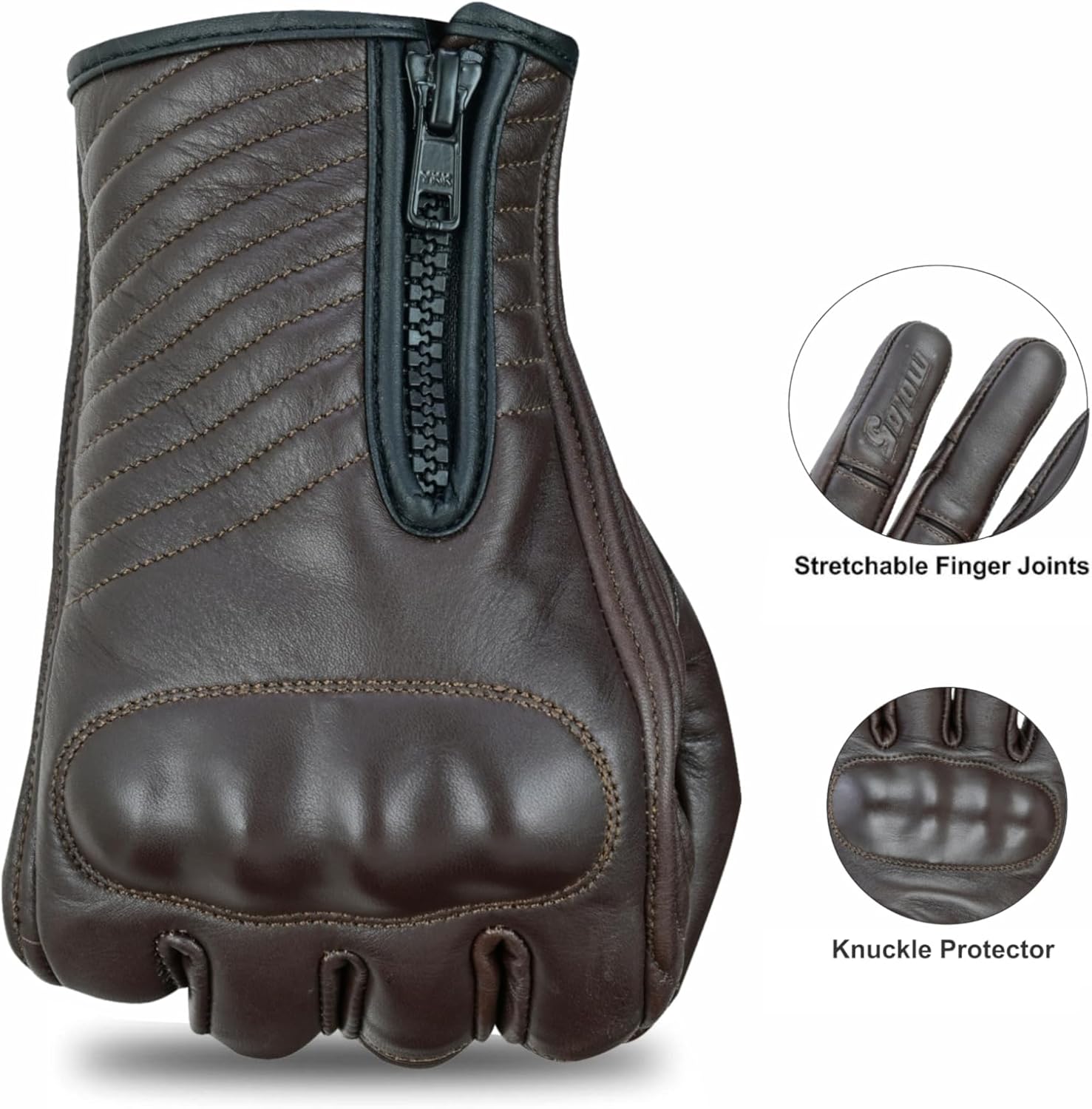 Full Finger Leather Motorcycle Gloves for Men & Women Touch Screen Gloves Premium Street Motorcycle Durable Protective Cruiser Biker Gel Leather Motorbike Gloves