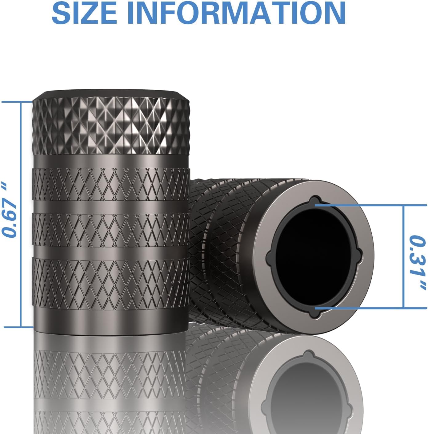 CKAuto Tire Valve Stem Caps, Grey, 4 pcs/Pack, Anodized Aluminum Tire Valve Cap Set, Corrosion Resistant, Universal Stem Covers for Cars Trucks Motorcycles SUVs and Bikes