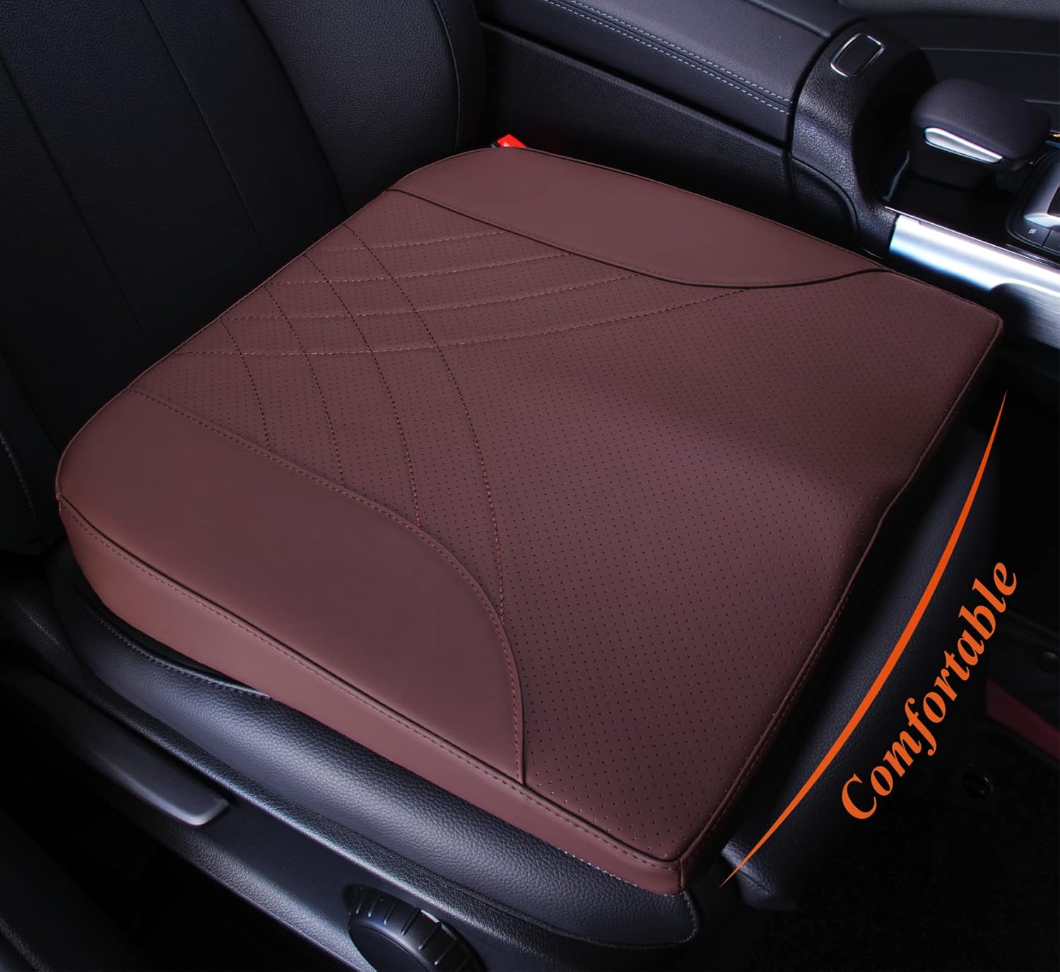 kingphenix Premium Car Seat Cushion, Memory Foam Driver Seat Cushion to Improve Driving View- Coccyx & Lower Back Pain Relief- Seat Cushion for Car, Truck, Office Chair (Brown)