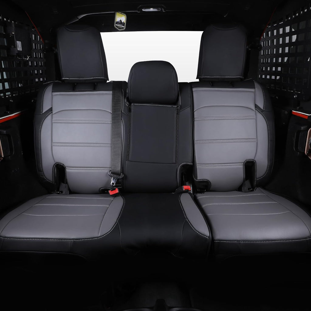 Car Seat Covers Full Set Custom Fit for Jeep Wrangler JL 2 Door 2018 2019 2020 2021 2022 2023 2024 Sport, Sport S,Willys, Rubicon, Rubicon X, Durable Faux Leather, Waterproof (Black+Gray)