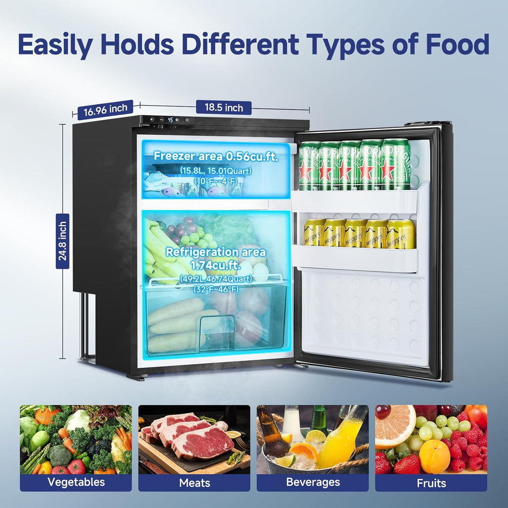BODEGACOOLER 12 Volt Refrigerator, RV Refrigerator APP Control, 65L(2.3cu.ft.) RV Fridge Freezer, Car Refrigerator with Lock, (4℉-46℉) Travel Compressor Cooler 12/24V DC for Truck, RV, Camping
