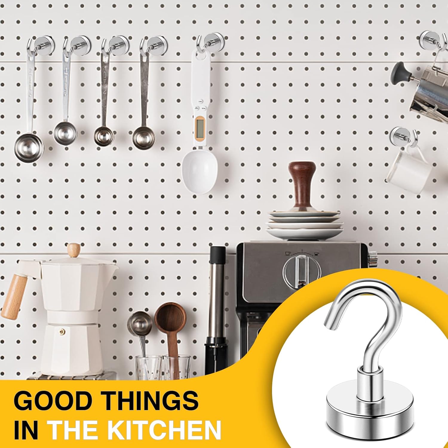 DIYMAG Magnetic Hooks, 30Lbs Strong Heavy Duty Cruise Magnet Hooks for Classroom, Fridge, Hanging, Cabins, Grill, Kitchen, Garage, Workplace and Office etc, (15 Pack-Silver)