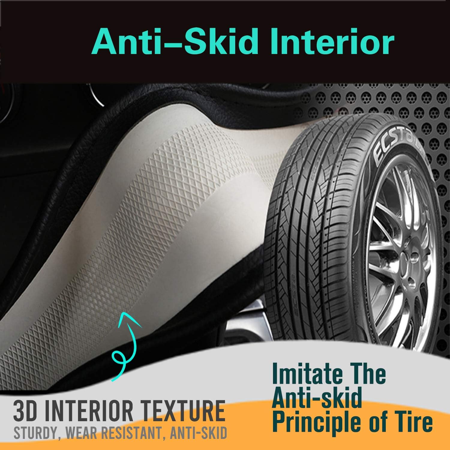 PINCTROT D Shaped 14 Inch Small Sized Steering Wheel Cover Great Grip with 3D Honeycomb Anti-Slip Design, Flat Bottom 14 Inch (Blue)
