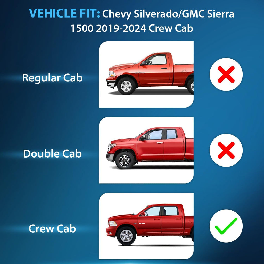 Nilight in Channel Rain Guards for Chevrolet (Chevy) Silverado 1500 Crew Cab/GMC Sierra 1500 Crew Cab 2019 2020 2021 2022 2023 2024 2025 Vent Window Visors-4pcs