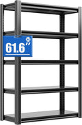 Metal Storage Shelving Heavy Duty, Shelves Unit for Garage, Adjustable 5 Tier Storage Rack, Industrial Utility Shelf for Garage, Warehouse, Basement, Kitchen,12"D x 27.6"W x 60.8"H, Black