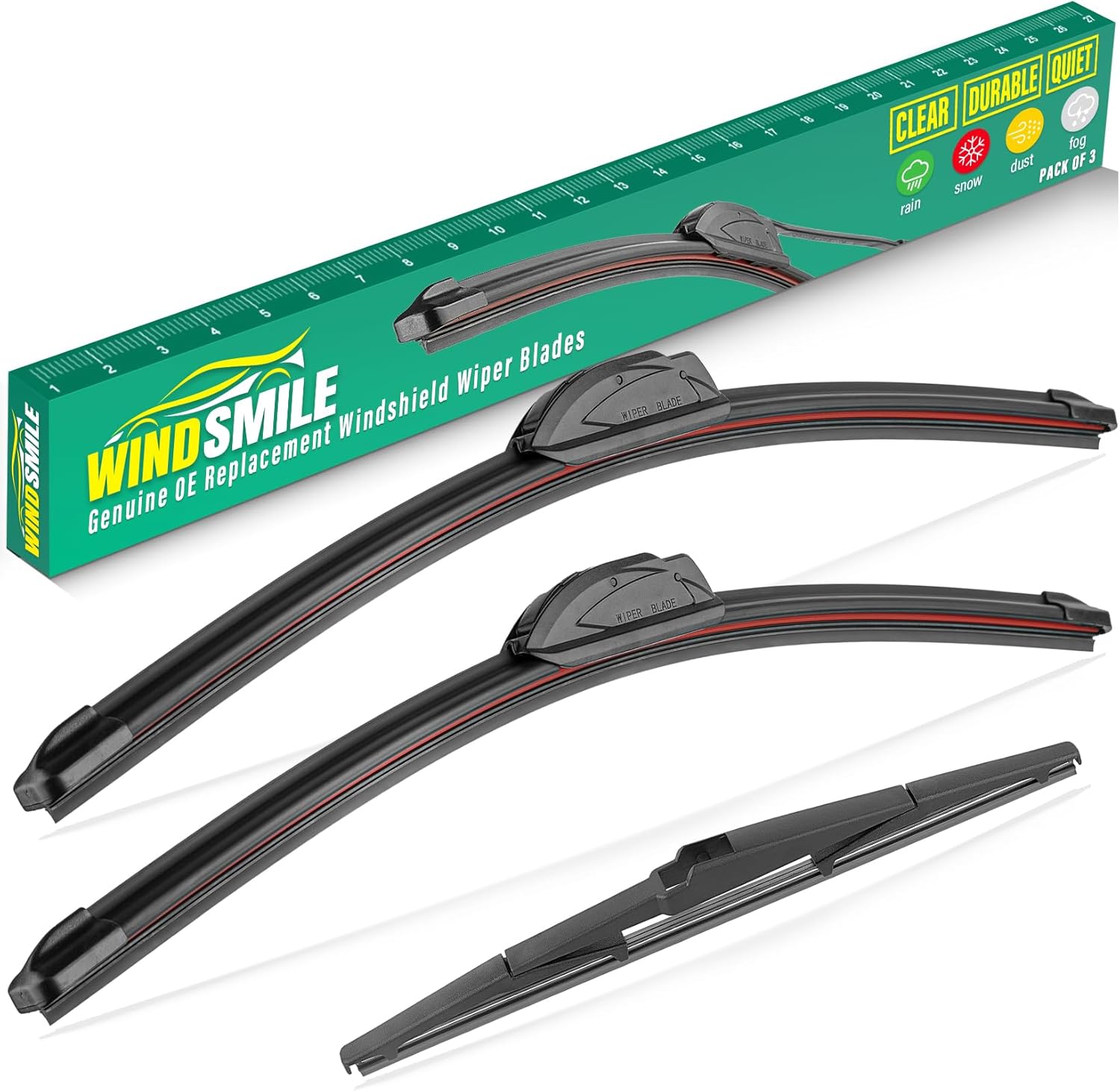 26" 18" 14" Windshield Wiper Blades Replacement for Jeep Cherokee 2014 2015 2016 2017 2018 2019 2020 2021 2022 2023 Premium All Weather Front Rear Wipers Set - OEM Quality (Pack of 3)