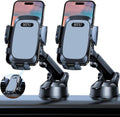 2025 Ultimate Car Phone Holder【80+LBS Strongest Suction & Military-Grade】 Universal Cell Phone Holder Truck Car Mount for Dashboard Windshield Air Vent for iPhone 16 Pro Max 15 Samsung 2pcs,Grey