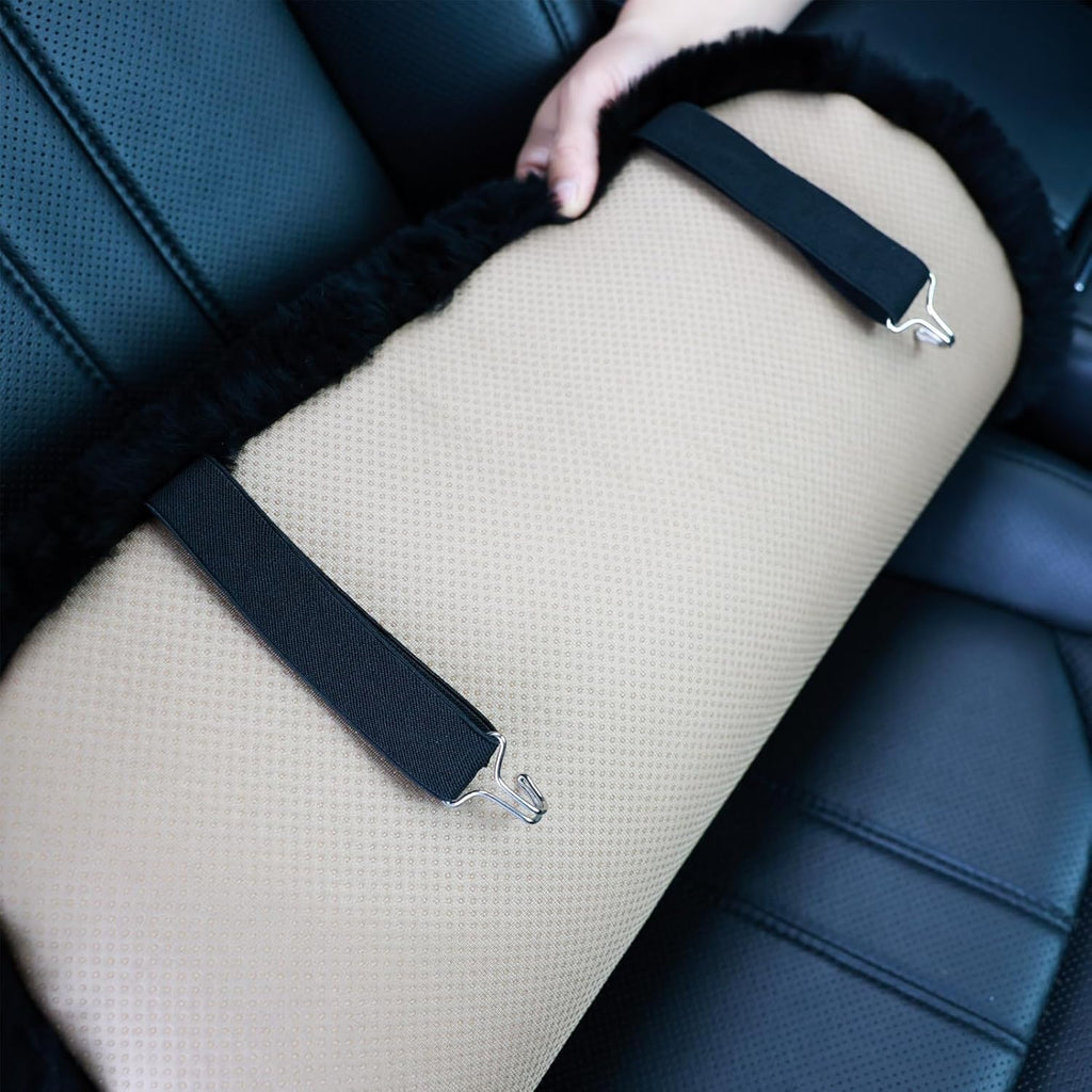 Fluffy Genuine Australia Sheepskin Car Seat Cover for Auto Interior Accessories with Soft Fuzzy Wool Eco-Friendly Natural Fur Non-Slip (Graphite, Front)