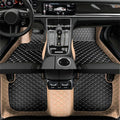 Custom Artificial Leather Waterproof All-Weather Car Floor Mats Fit for 99% Sedan SUV Sports Car Vehicle Car Mat (Beige Black Beige)