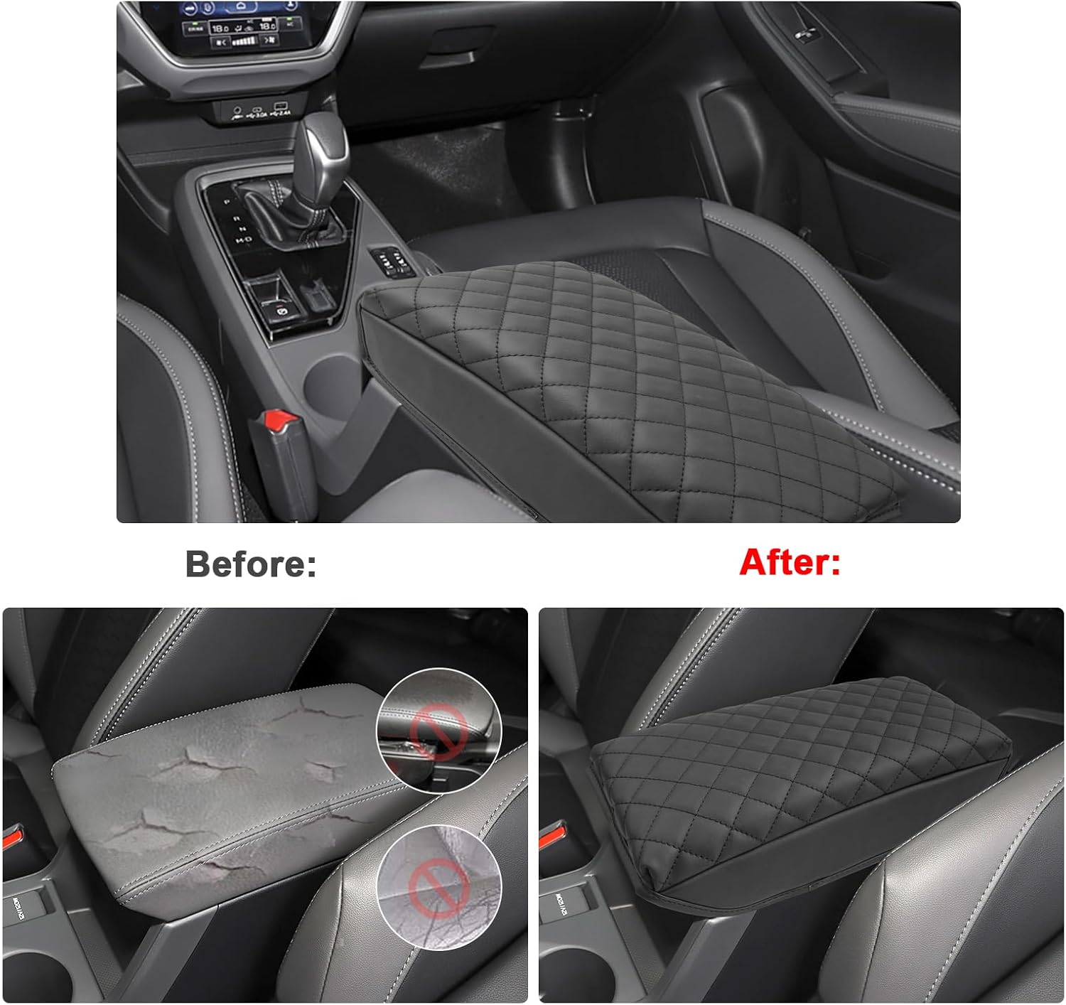SXCY for 2024 2025 Crosstrek Armrest Cover (Thickened) for Subaru Crosstrek 2025 Accessories 2024 2025 Crosstrek Center Console Cover 2025 Crosstrek Middle Console Cover (Checked Pattern)