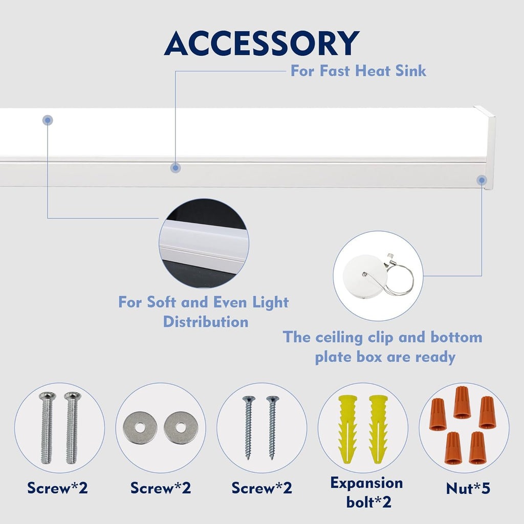 4FT LED Shop Light，Led Garage Ceiling Lights, LED Workbench Light，LED Wraparound Light Fixture,Hanging or Suface Mount,Office Ceiling Light for Garage, Office, Kitchen