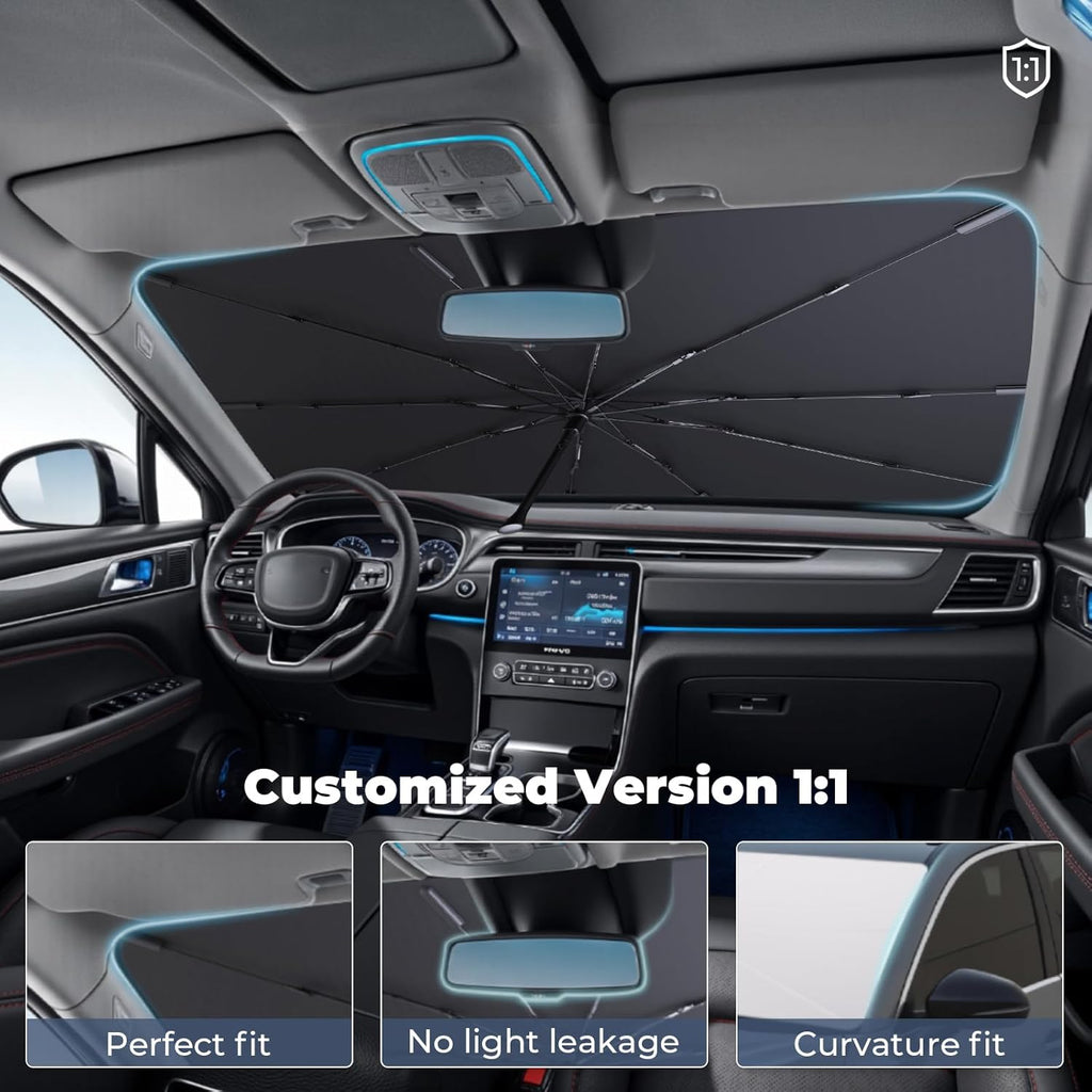 Windshield Sun Shade Umbrella for 2021-2025 Toyota Venza Accessories: Custom Fit 210T Silver, Foldable Sunshade Front Window Sun Visor, Blocks UV Rays, Keeps Car Cool for LE, XLE, Limited